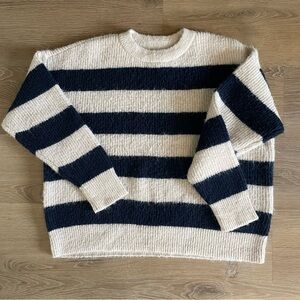 ON•34th Navy and White Soft Striped Women's Sweater Size 0X
